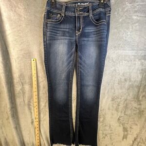 Wall Flower Curvy Jeans Size 3 Bootcut Frayed‎ Hem Dark Wash Denim